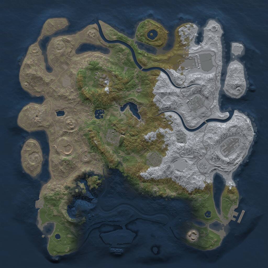 Rust Map: Procedural Map, Size: 4000, Seed: 605503, 16 Monuments