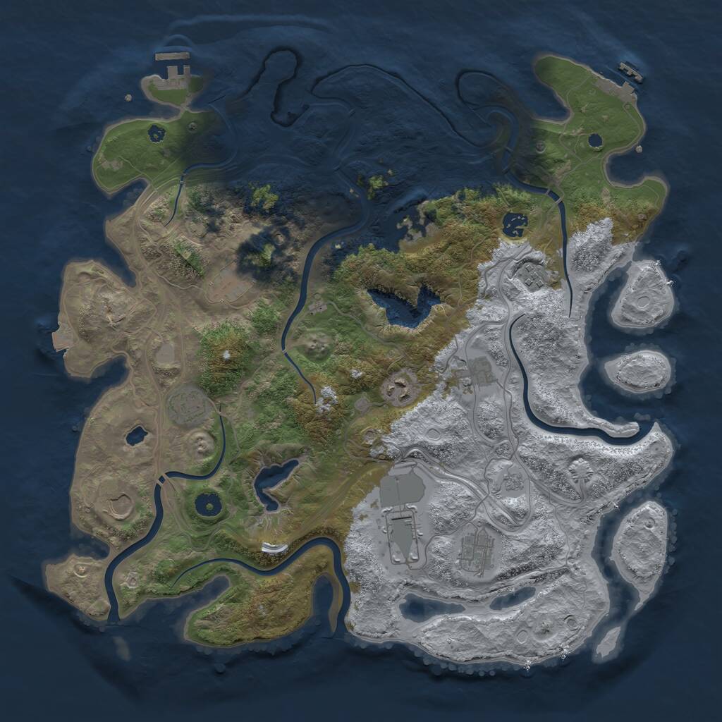 Rust Map: Procedural Map, Size: 4251, Seed: 486228, 16 Monuments