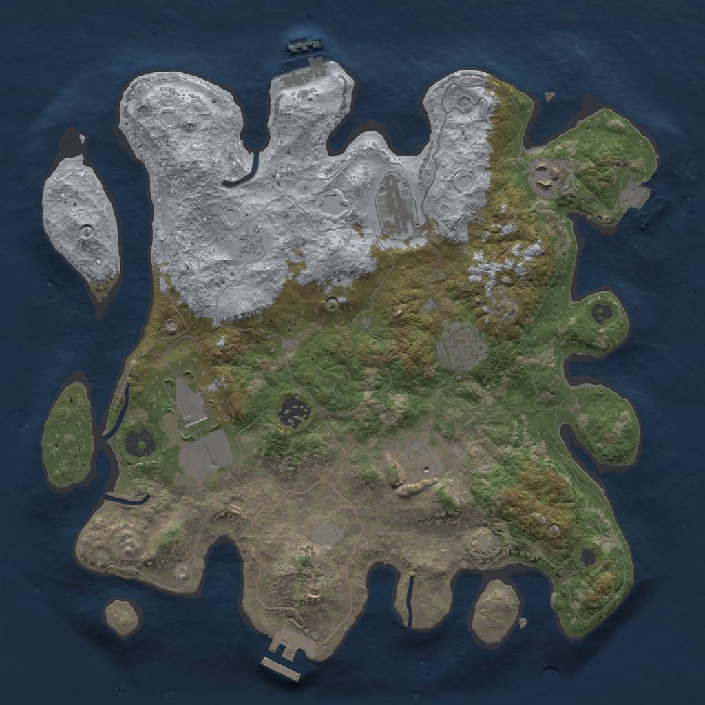 Rust Map: Procedural Map, Size: 3500, Seed: 636793492, 14 Monuments