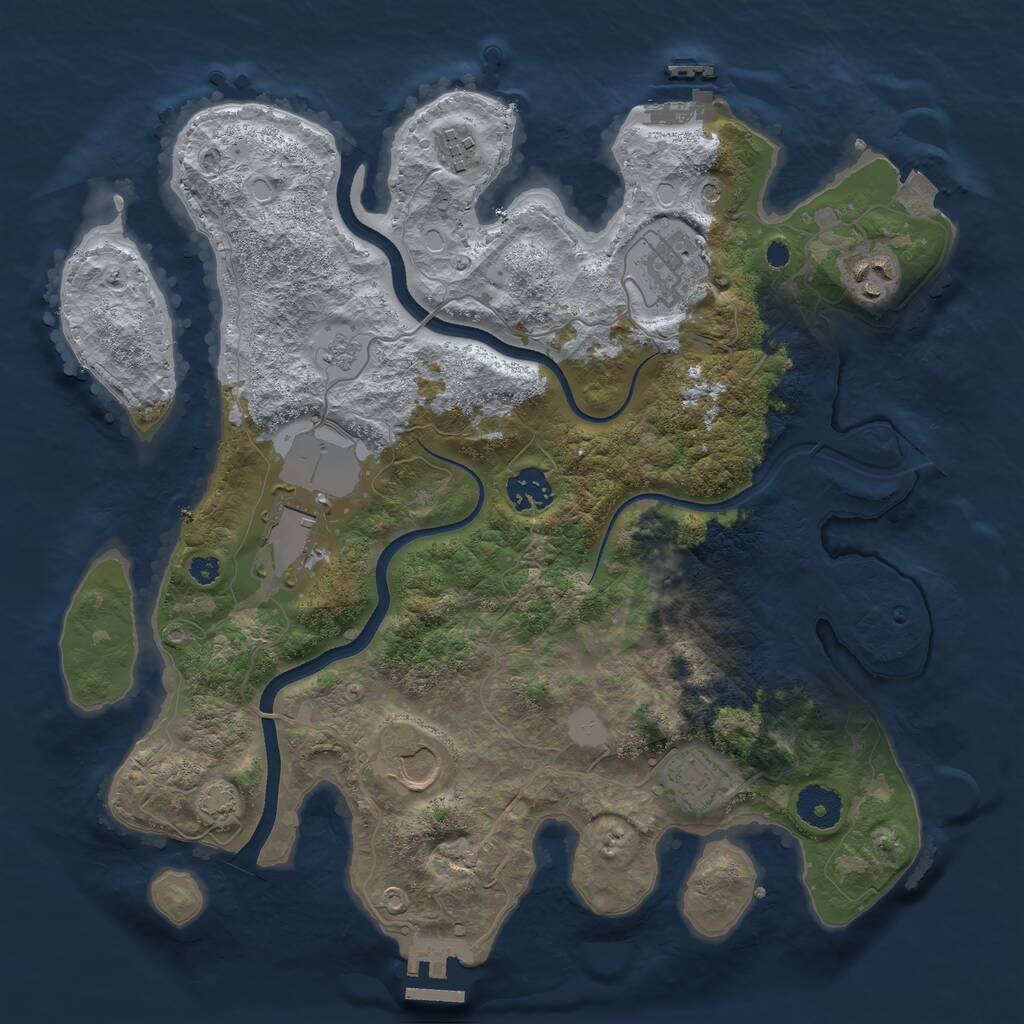 Rust Map: Procedural Map, Size: 3500, Seed: 636793492, 15 Monuments
