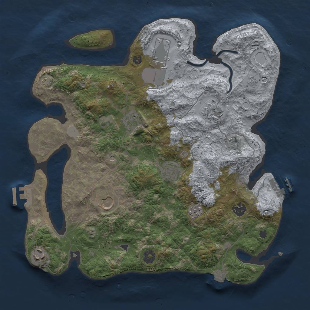 Rust Map: Procedural Map, Size: 3500, Seed: 282783, 16 Monuments