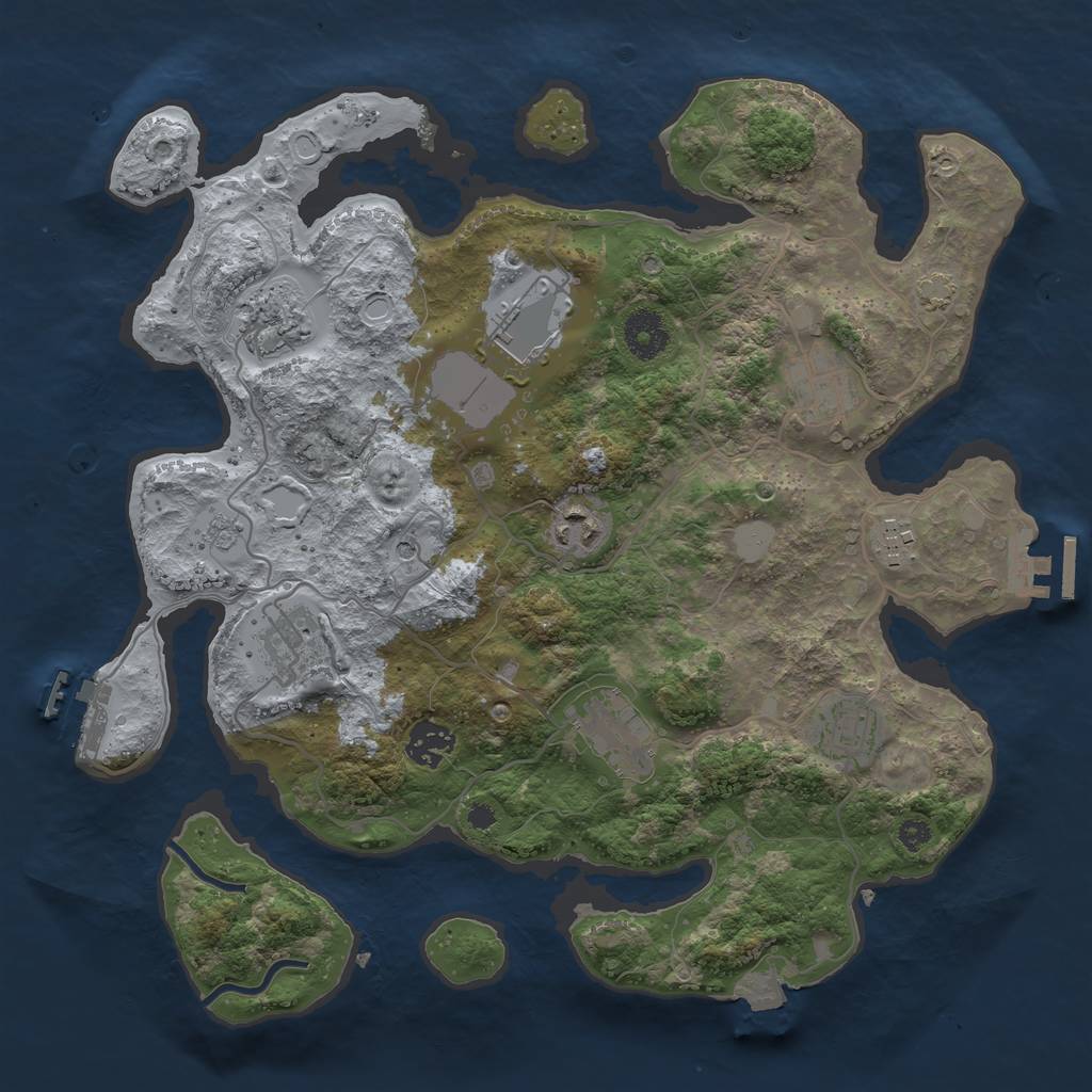 Rust Map: Procedural Map, Size: 3500, Seed: 108307074, 17 Monuments