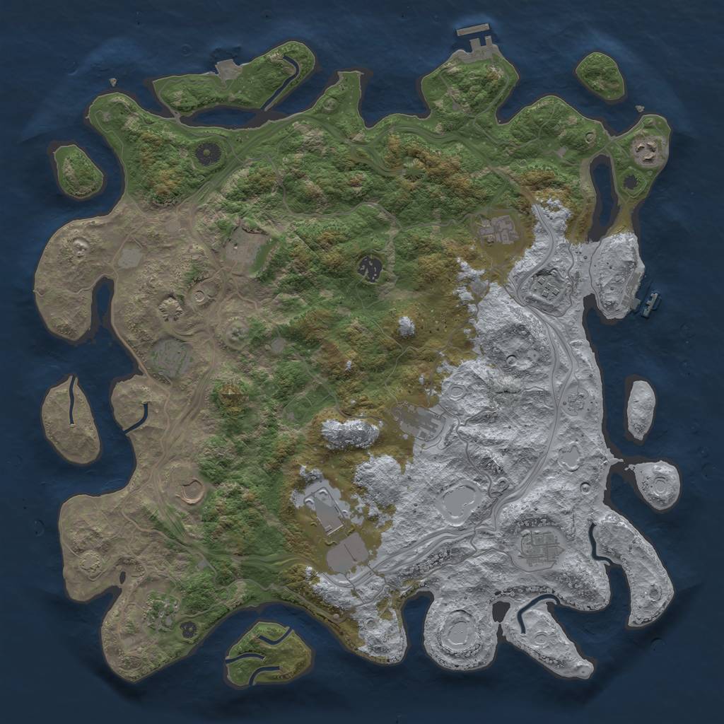 Rust Map: Procedural Map, Size: 4500, Seed: 12475574, 19 Monuments