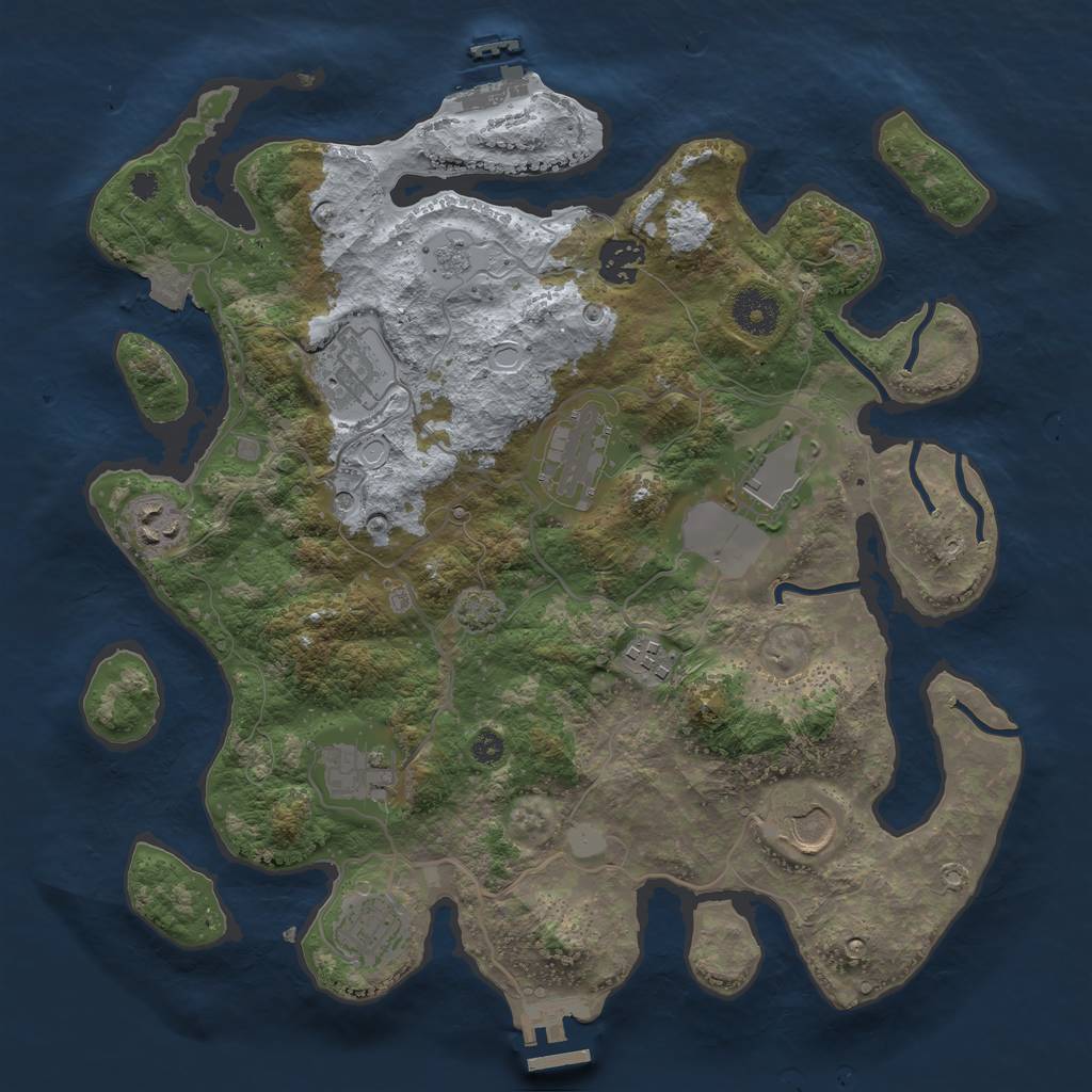 Rust Map: Procedural Map, Size: 3500, Seed: 212746438, 17 Monuments