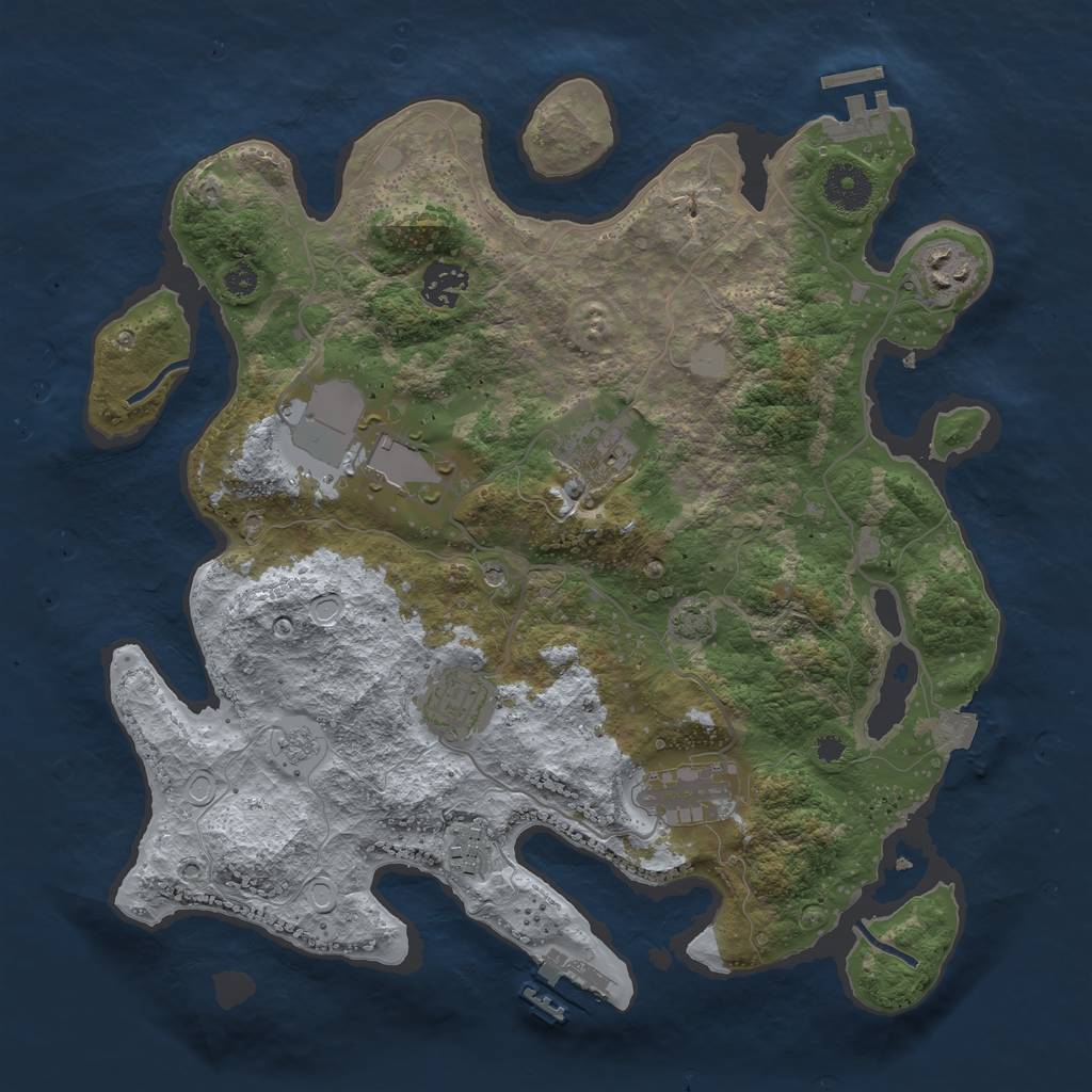 Rust Map: Procedural Map, Size: 3500, Seed: 255064471, 15 Monuments