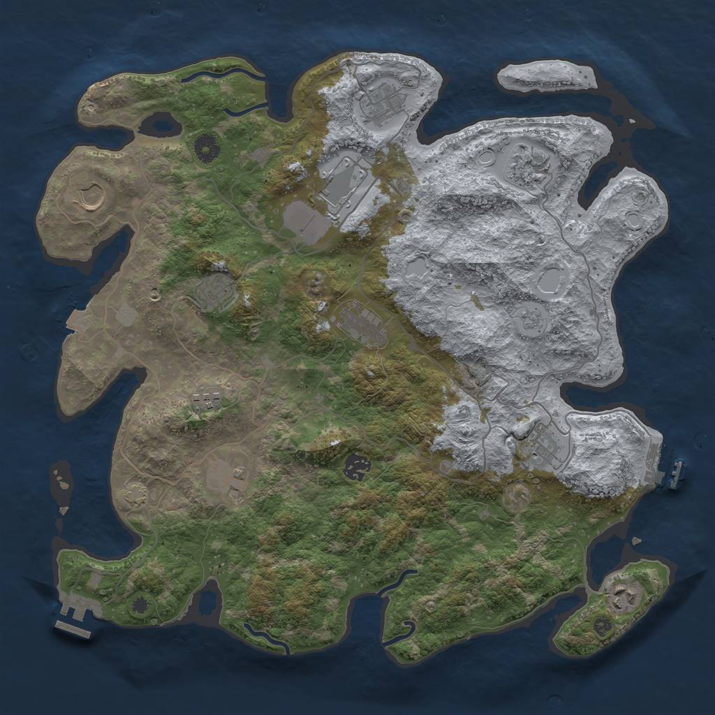 Rust Map: Procedural Map, Size: 4000, Seed: 528131269, 18 Monuments