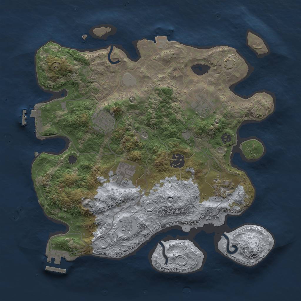 Rust Map: Procedural Map, Size: 3000, Seed: 629934264, 13 Monuments