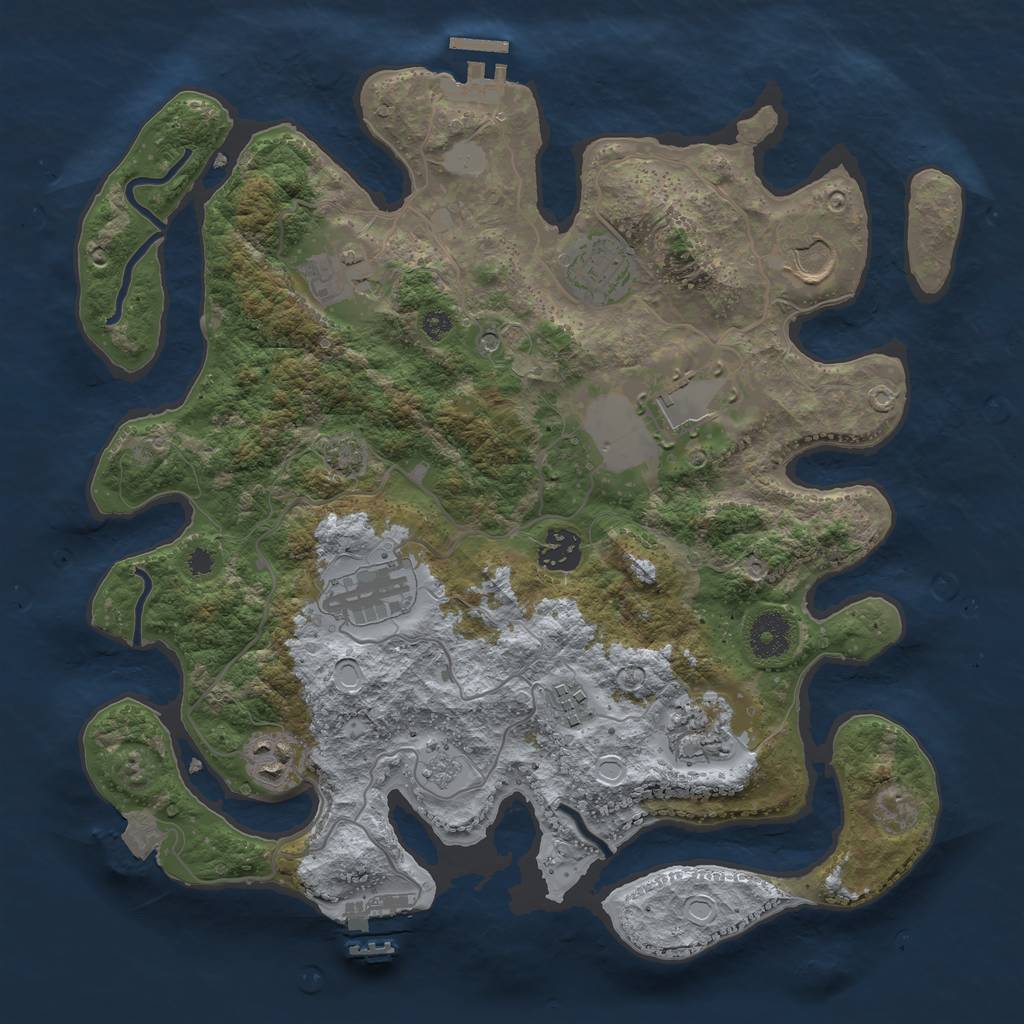 Rust Map: Procedural Map, Size: 3500, Seed: 348492502, 17 Monuments