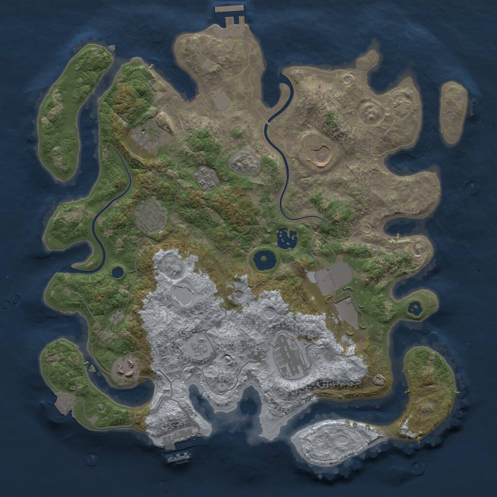 Rust Map: Procedural Map, Size: 3500, Seed: 348492502, 14 Monuments