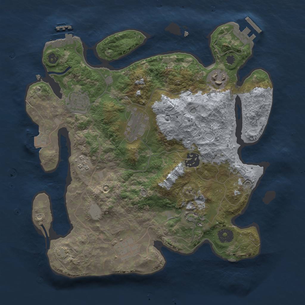 Rust Map: Procedural Map, Size: 3000, Seed: 1937376986, 14 Monuments