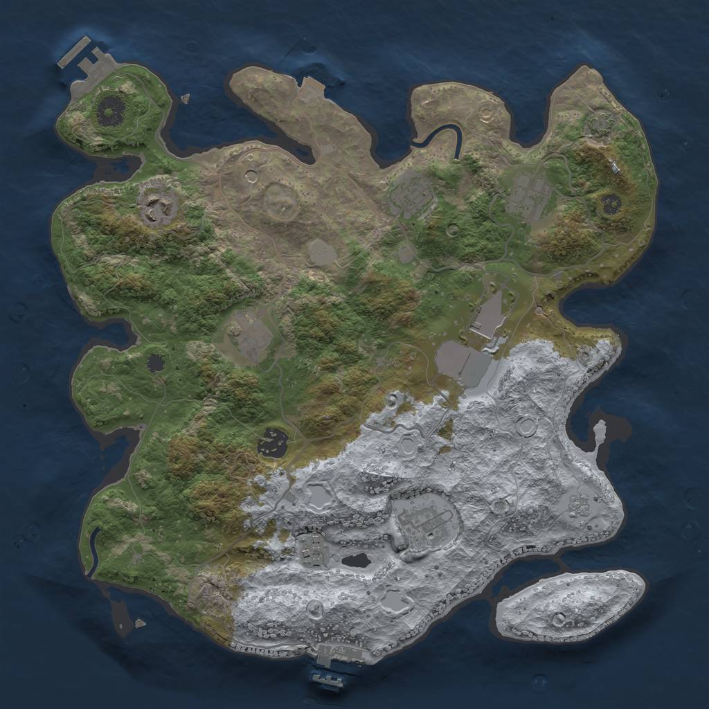 Rust Map: Procedural Map, Size: 3500, Seed: 745353697, 16 Monuments