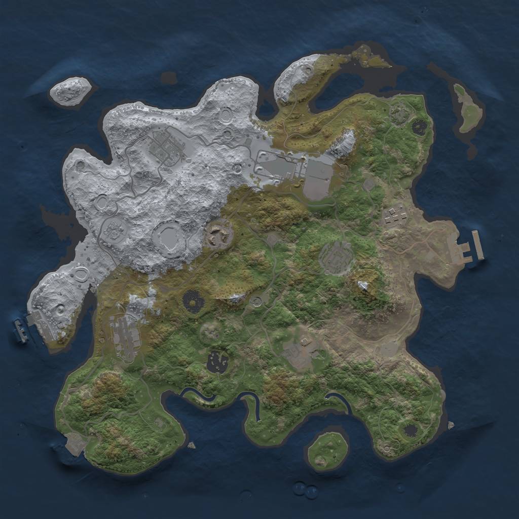 Rust Map: Procedural Map, Size: 3500, Seed: 768594104, 16 Monuments