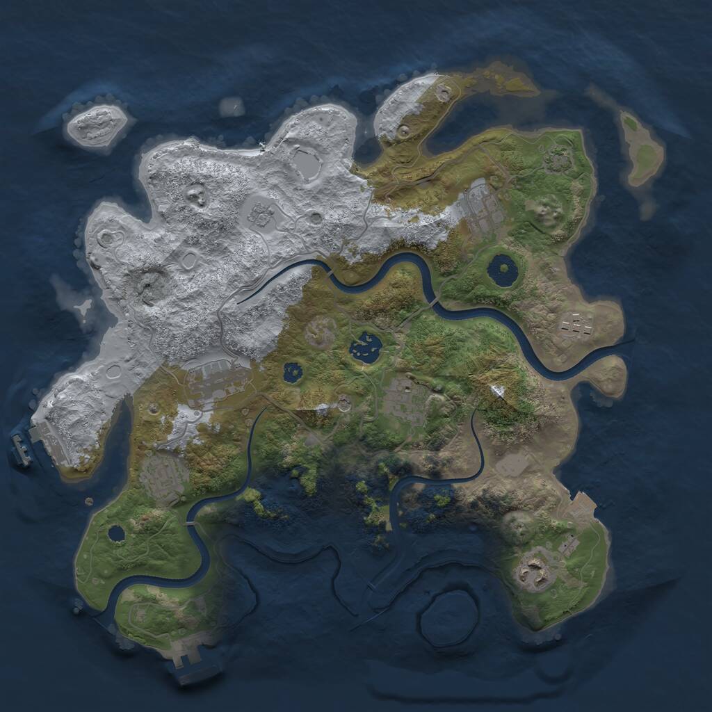 Rust Map: Procedural Map, Size: 3500, Seed: 768594104, 13 Monuments