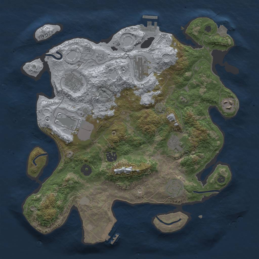 Rust Map: Procedural Map, Size: 3500, Seed: 2110268299, 15 Monuments