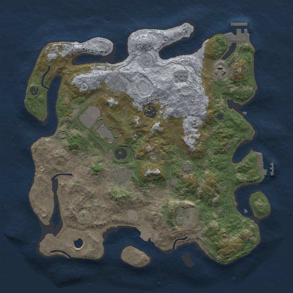 Rust Map: Procedural Map, Size: 3600, Seed: 3023, 16 Monuments