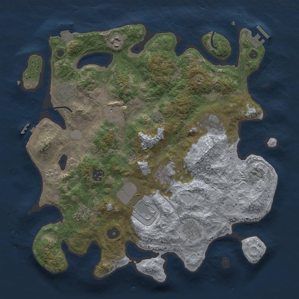 Rust Map: Procedural Map, Size: 3700, Seed: 582770431, 18 Monuments