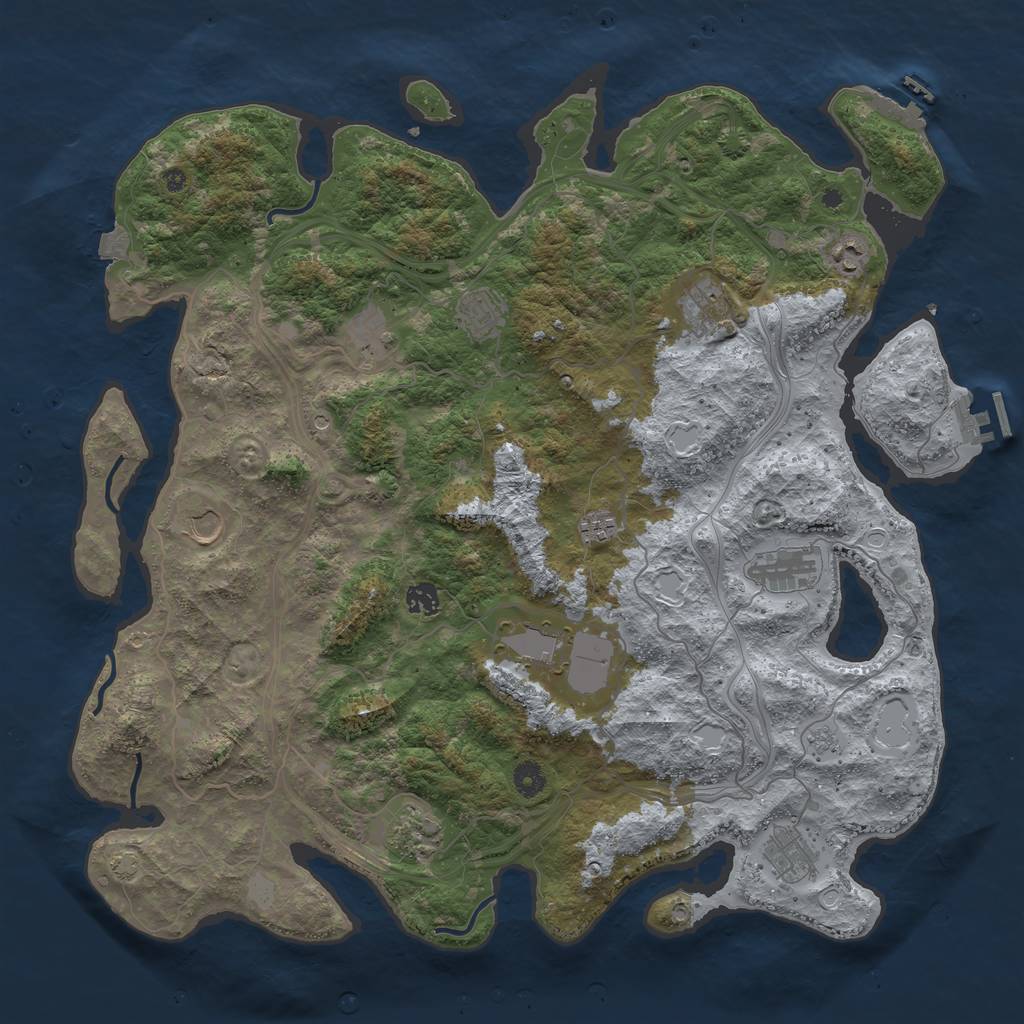 Rust Map: Procedural Map, Size: 4500, Seed: 74636747, 19 Monuments