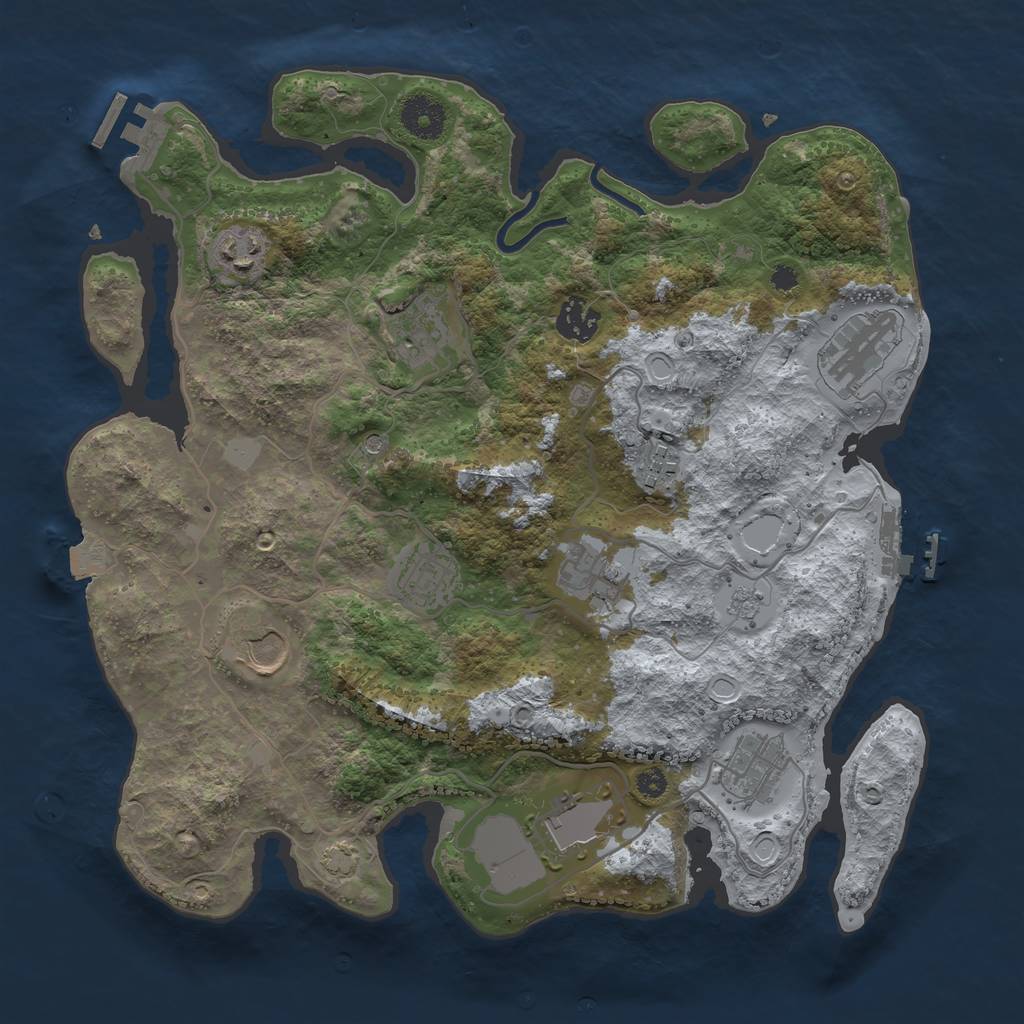 Rust Map: Procedural Map, Size: 3500, Seed: 469009830, 18 Monuments