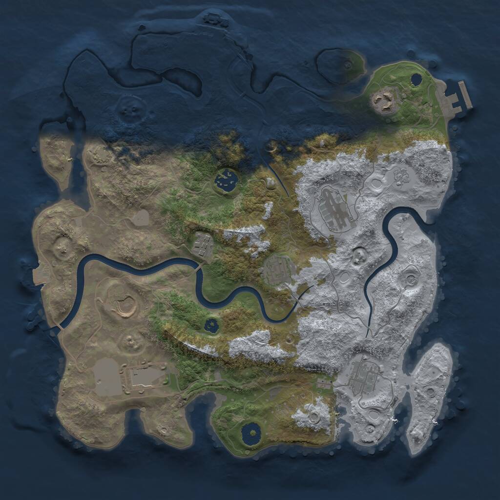 Rust Map: Procedural Map, Size: 3500, Seed: 469009830, 14 Monuments