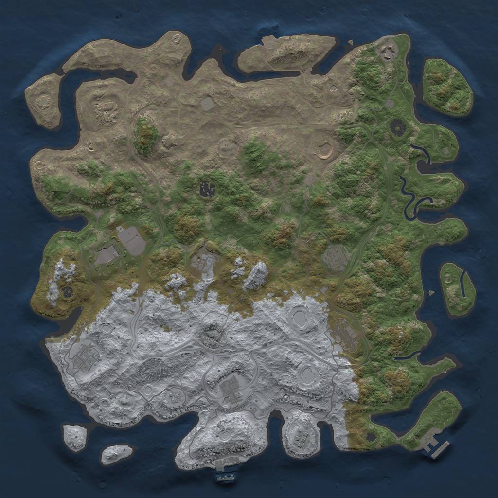 Rust Map: Procedural Map, Size: 4500, Seed: 17364502, 19 Monuments