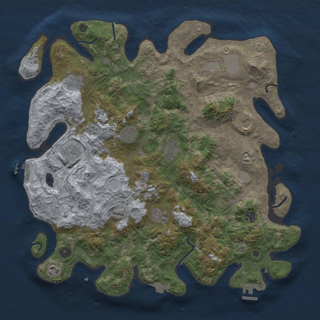 Rust Map: Procedural Map, Size: 4250, Seed: 883994756, 19 Monuments