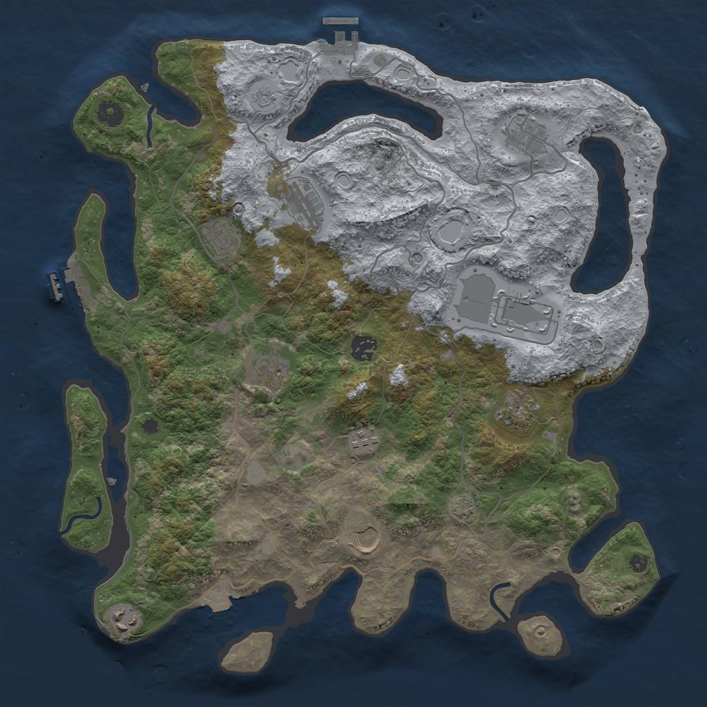 Rust Map: Procedural Map, Size: 4000, Seed: 667036386, 18 Monuments