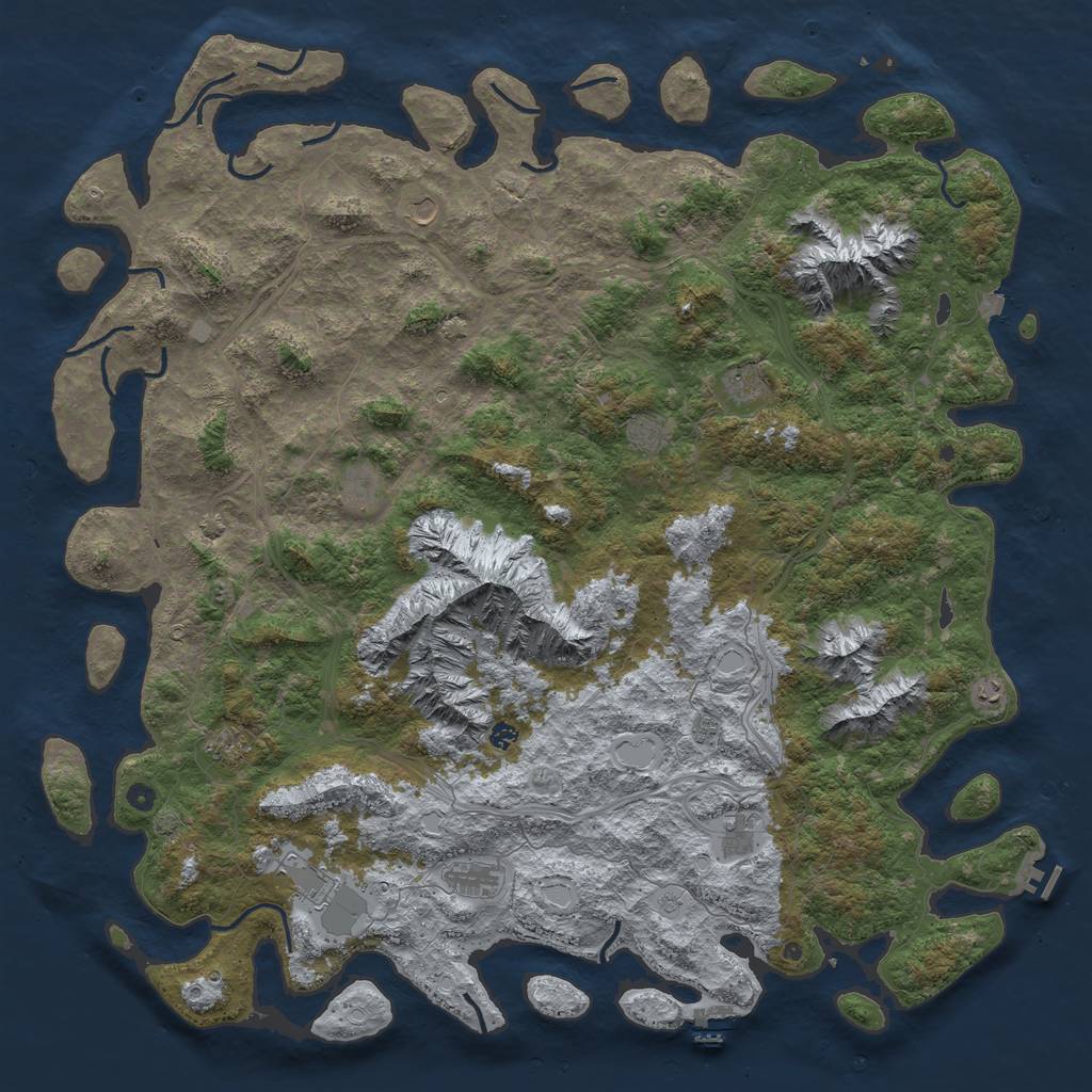 Rust Map: Procedural Map, Size: 6000, Seed: 124321, 19 Monuments