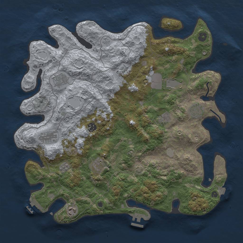 Rust Map: Procedural Map, Size: 4000, Seed: 57920, 18 Monuments