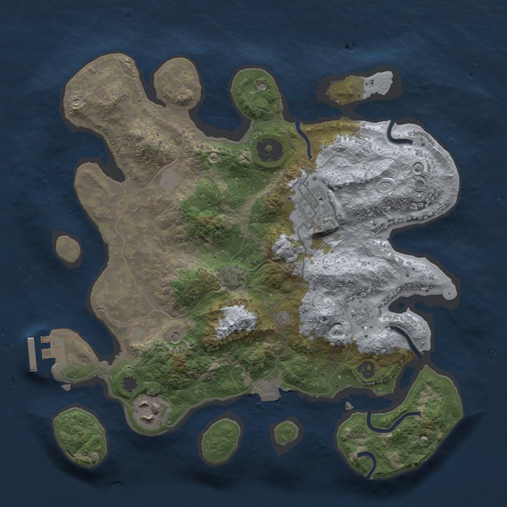 Rust Map: Procedural Map, Size: 3000, Seed: 55790, 9 Monuments