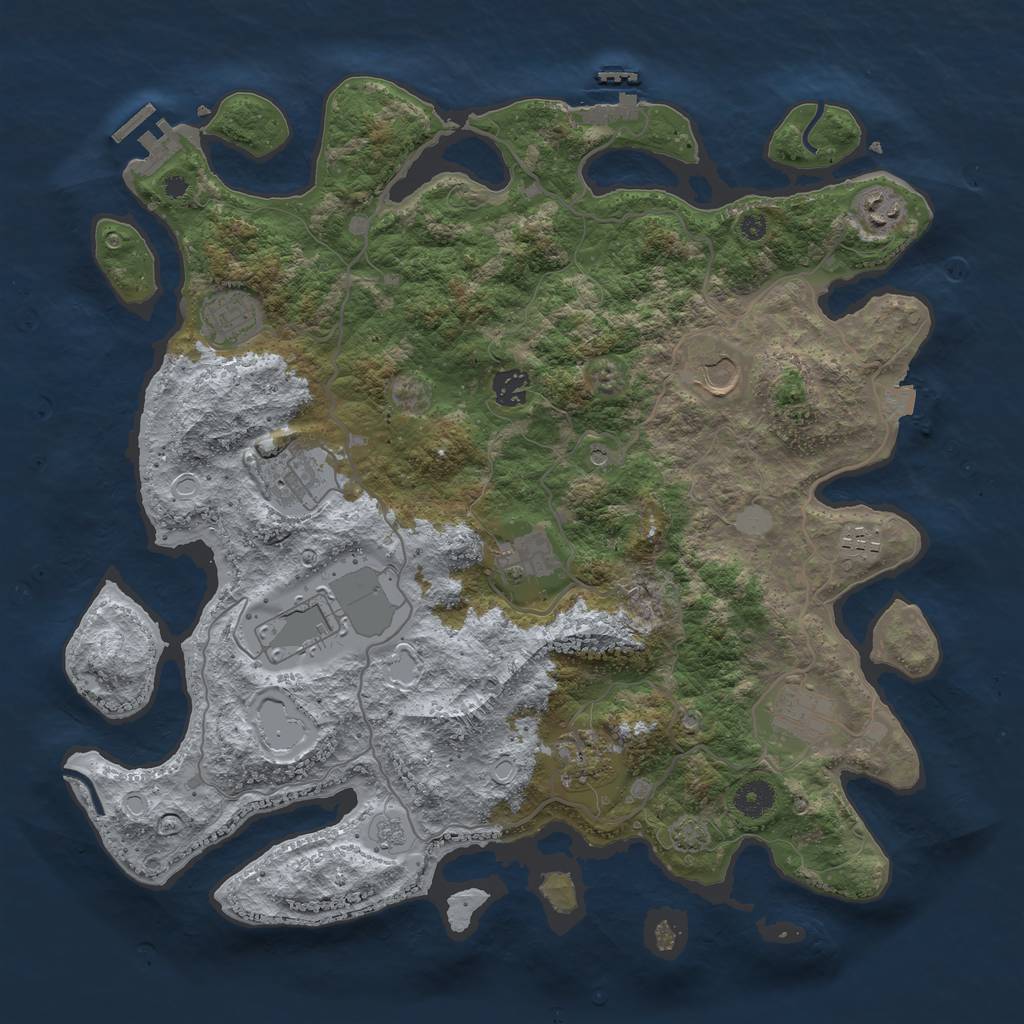 Rust Map: Procedural Map, Size: 4000, Seed: 433829007, 18 Monuments