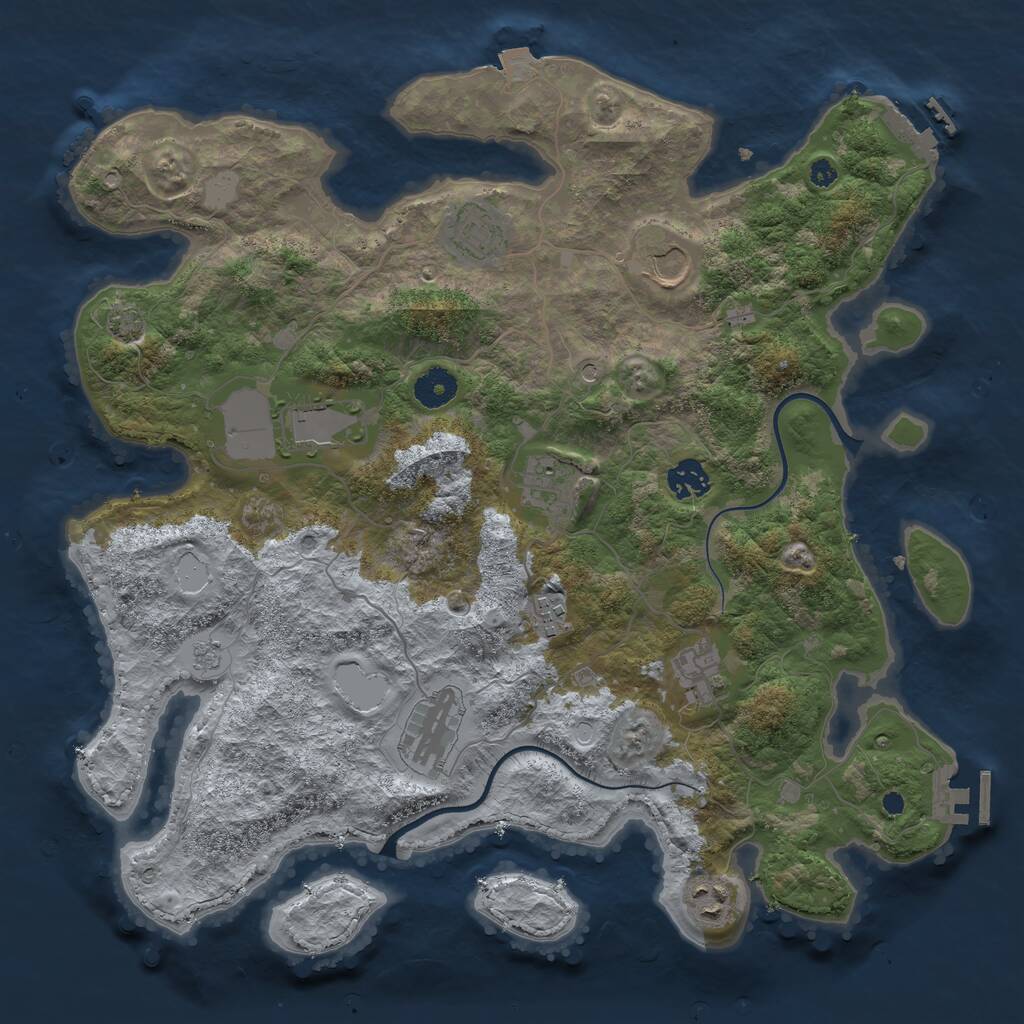 Rust Map: Procedural Map, Size: 3800, Seed: 49056427, 15 Monuments