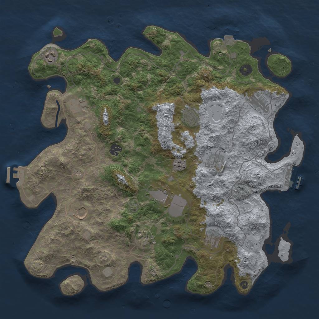 Rust Map: Procedural Map, Size: 4000, Seed: 1006407052, 19 Monuments