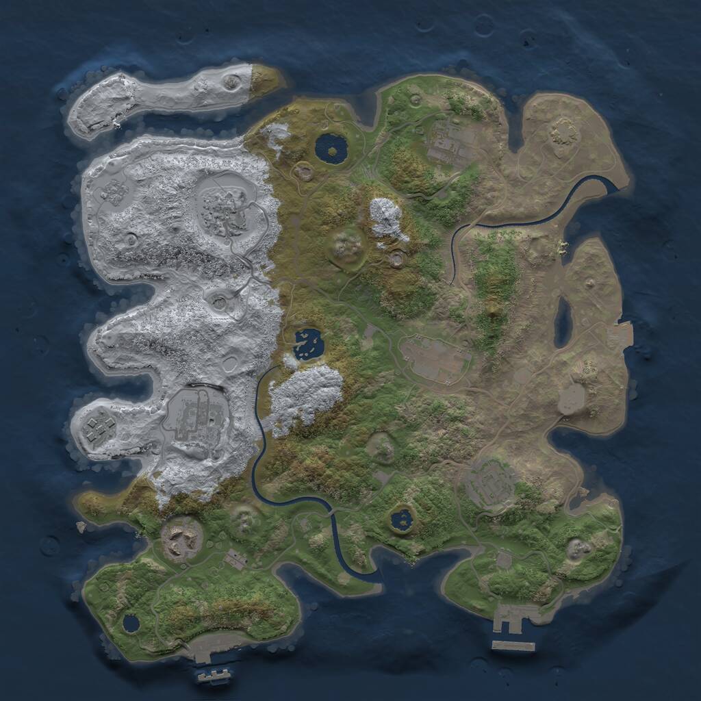 Rust Map: Procedural Map, Size: 3300, Seed: 1301187279, 14 Monuments