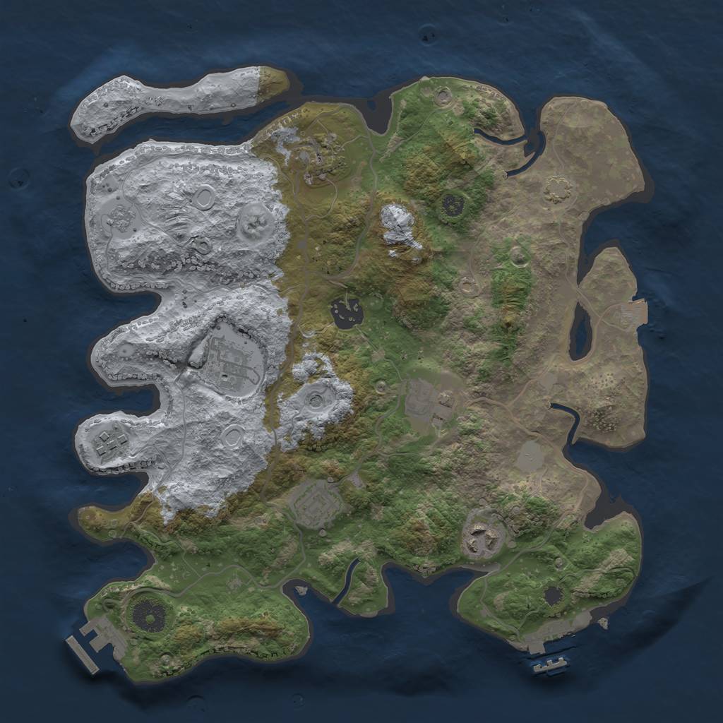 Rust Map: Procedural Map, Size: 3300, Seed: 1301187279, 15 Monuments