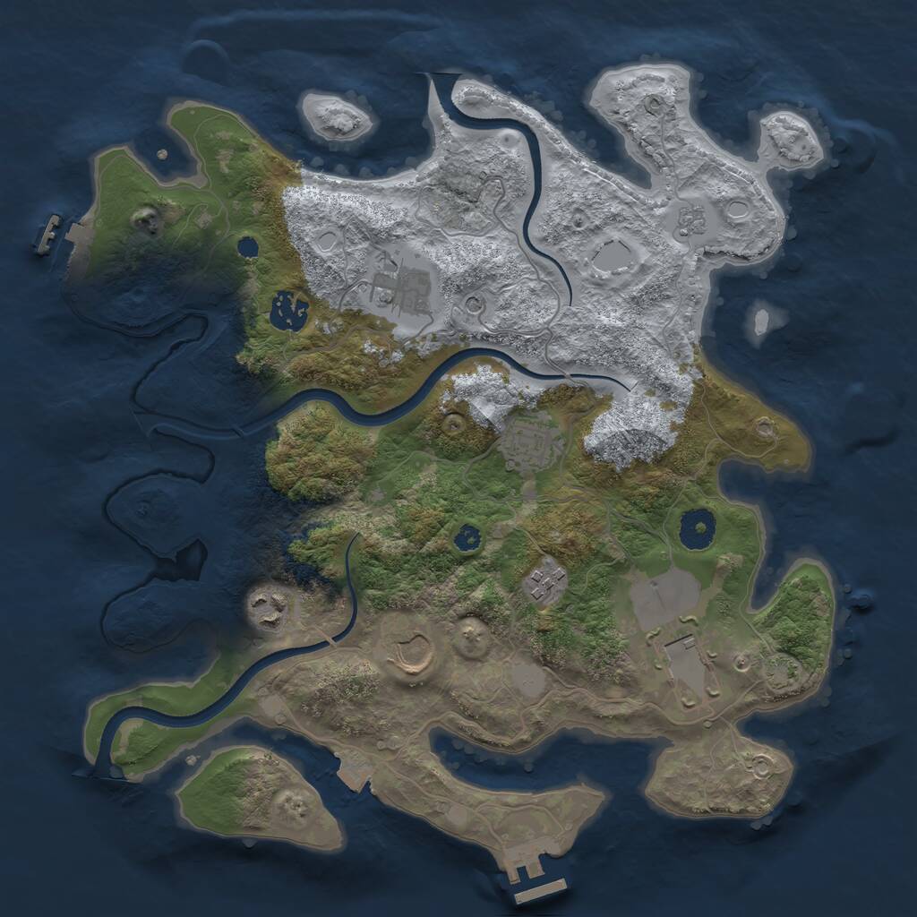 Rust Map: Procedural Map, Size: 3500, Seed: 1126725, 13 Monuments