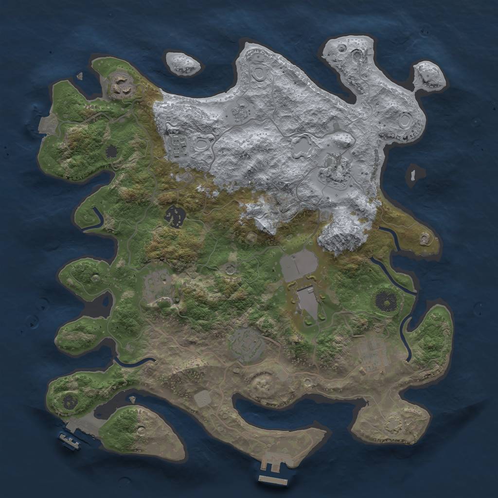 Rust Map: Procedural Map, Size: 3500, Seed: 1126725, 16 Monuments