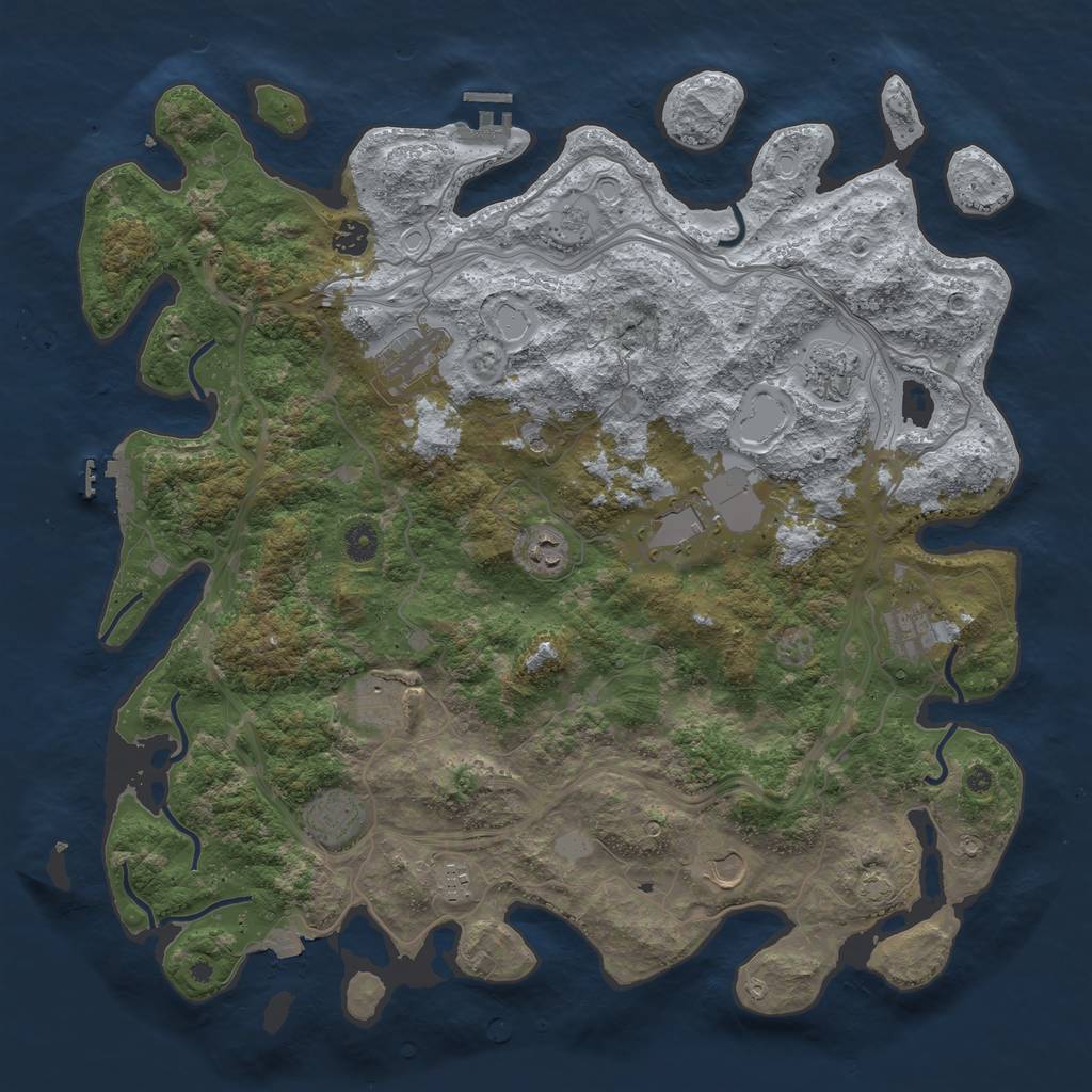 Rust Map: Procedural Map, Size: 4500, Seed: 1701821843, 18 Monuments