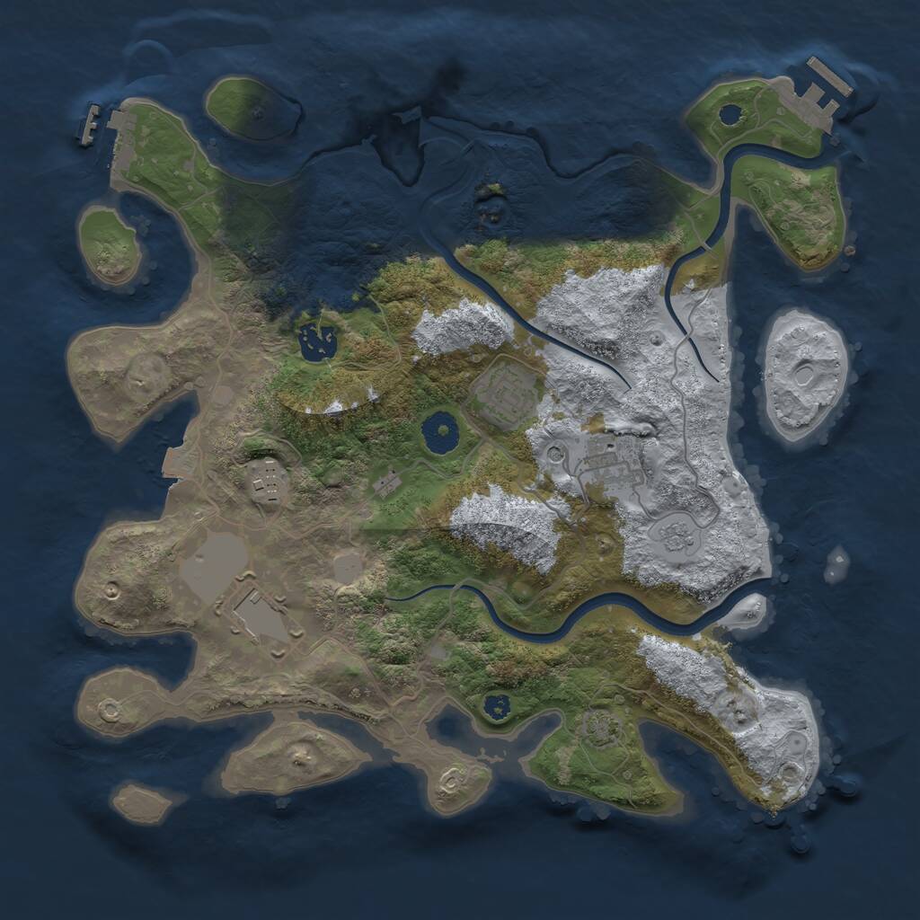 Rust Map: Procedural Map, Size: 3500, Seed: 895511545, 13 Monuments