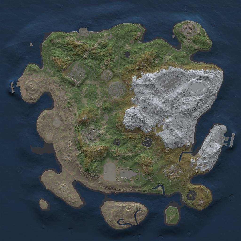 Rust Map: Procedural Map, Size: 3500, Seed: 760788081, 15 Monuments