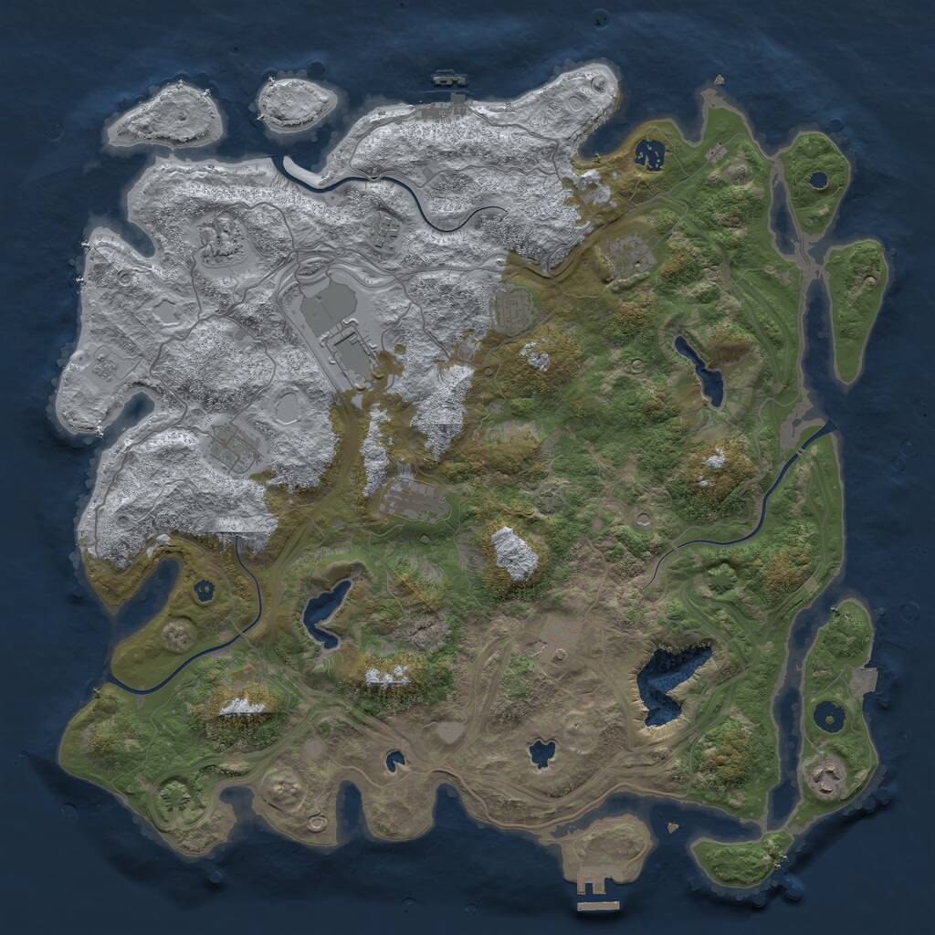 Rust Map: Procedural Map, Size: 4500, Seed: 682814730, 16 Monuments