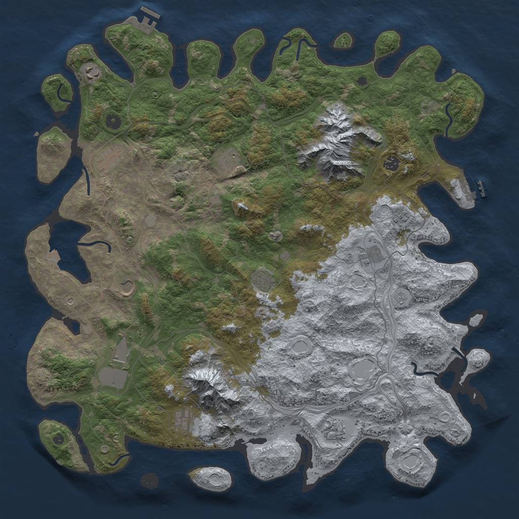 Rust Map: Procedural Map, Size: 5000, Seed: 93347022, 19 Monuments