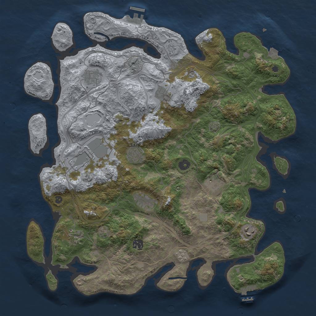 Rust Map: Procedural Map, Size: 4250, Seed: 238792454, 18 Monuments