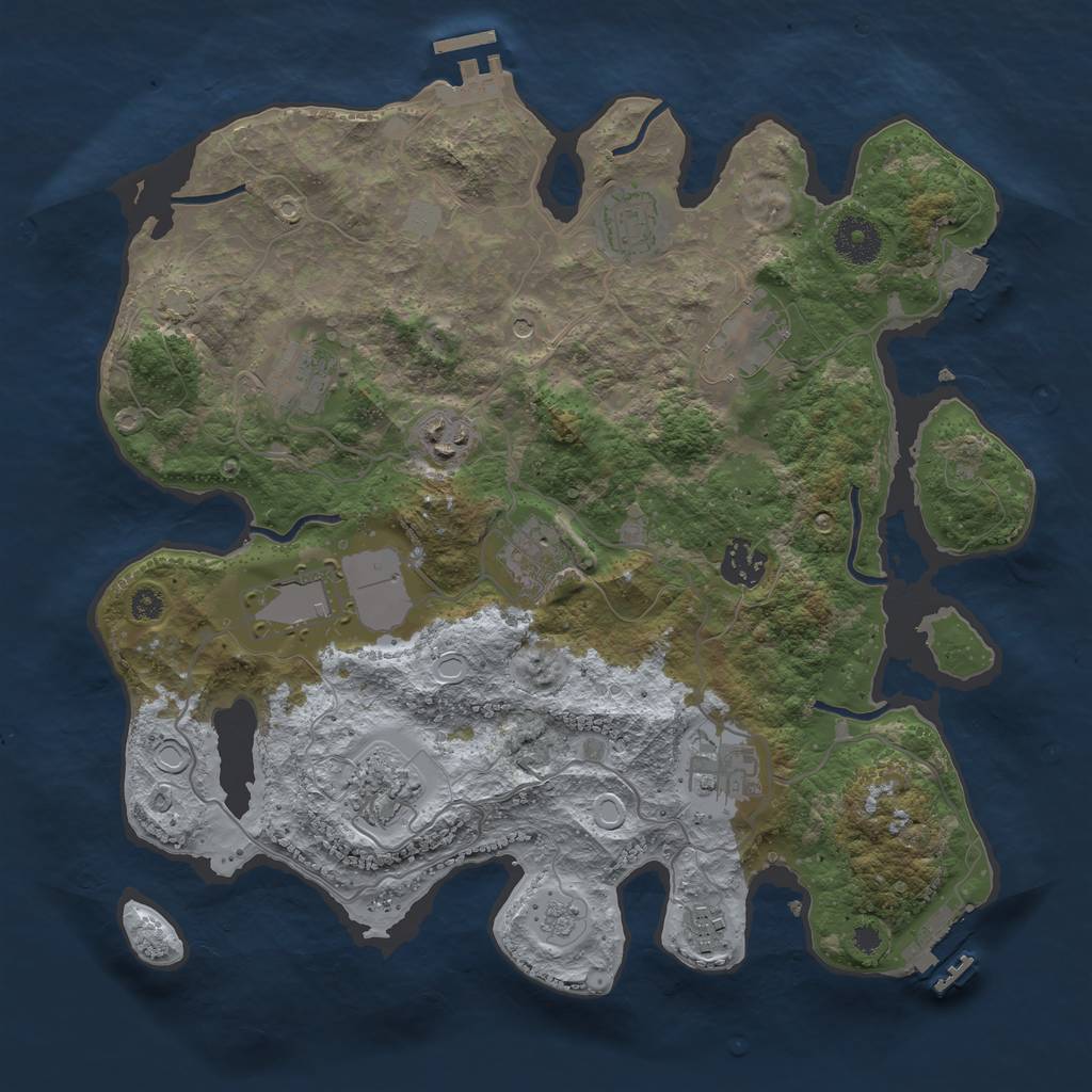 Rust Map: Procedural Map, Size: 3500, Seed: 1686827150, 18 Monuments