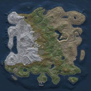 Thumbnail Rust Map: Procedural Map, Size: 4000, Seed: 303941331, 14 Monuments