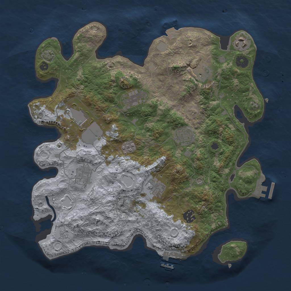 Rust Map: Procedural Map, Size: 3500, Seed: 22238, 17 Monuments