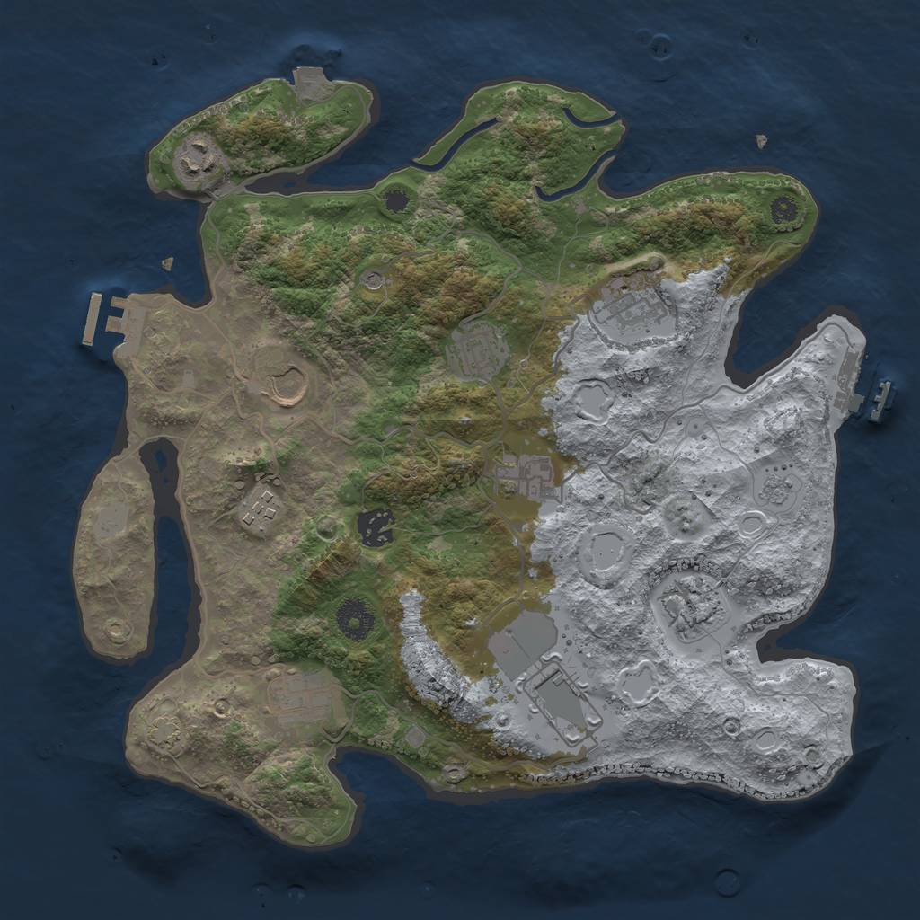 Rust Map: Procedural Map, Size: 3500, Seed: 1972806544, 18 Monuments