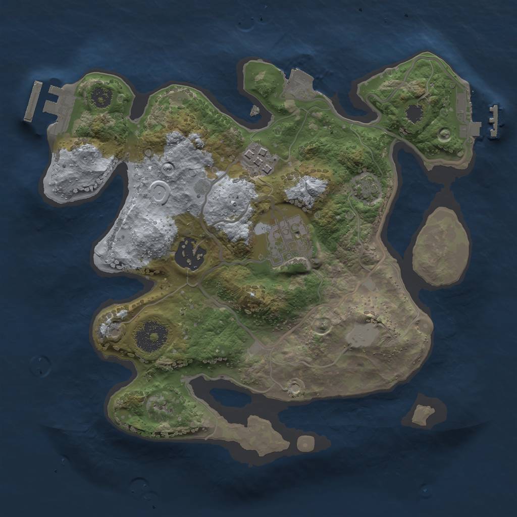 Rust Map: Procedural Map, Size: 2500, Seed: 1104743161, 9 Monuments