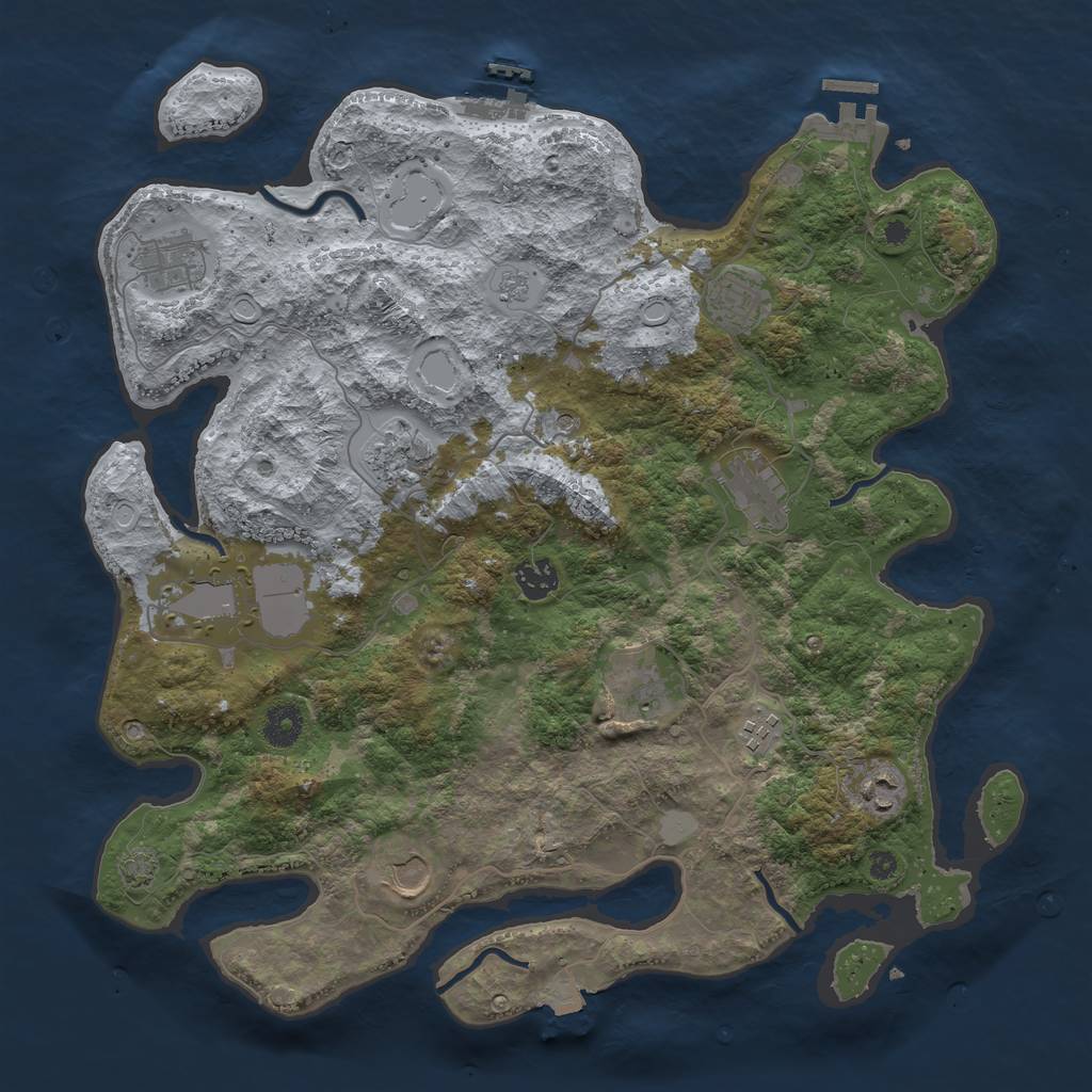 Rust Map: Procedural Map, Size: 3900, Seed: 1198515165, 18 Monuments