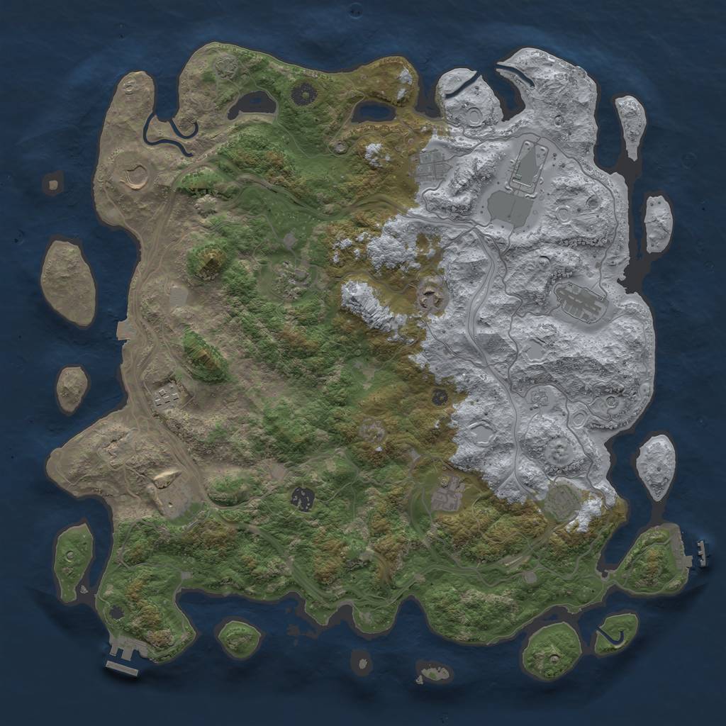 Rust Map: Procedural Map, Size: 4500, Seed: 1050143826, 19 Monuments