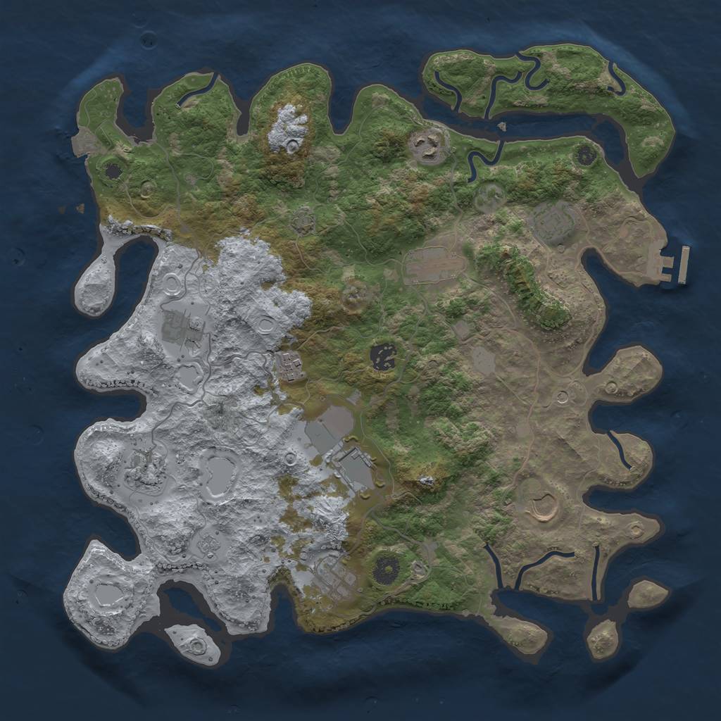 Rust Map: Procedural Map, Size: 3875, Seed: 1405273573, 17 Monuments